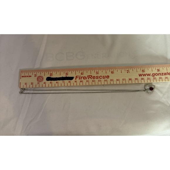 Sterling Silver Redstone Heart Shaped Pendant Necklace 8 Inches - Picture 4 of 4